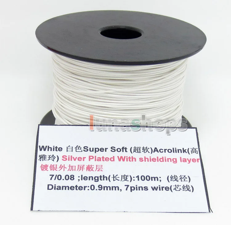 LN004492 White 100m 32AWG Acrolink Silver Plated With Shielding Layer Signal Wire Cable 7/0.08mm2 Dia:0.9mm For DIY
LN004492 White 100m 32AWG Acrolink Silver Plated With Shielding Layer Signal Wire Cable 7/0.08mm2 Dia:0.9mm For DIY