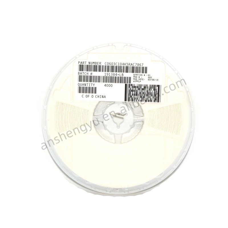 Новый оригинальный керамический конденсатор C0603C104K5RAC7867 0,1 uF 10% 50V X7R 0603 1000 шт.
Новый оригинальный керамический конденсатор C0603C104K5RAC7867 0,1 uF 10% 50V X7R 0603 1000 шт.