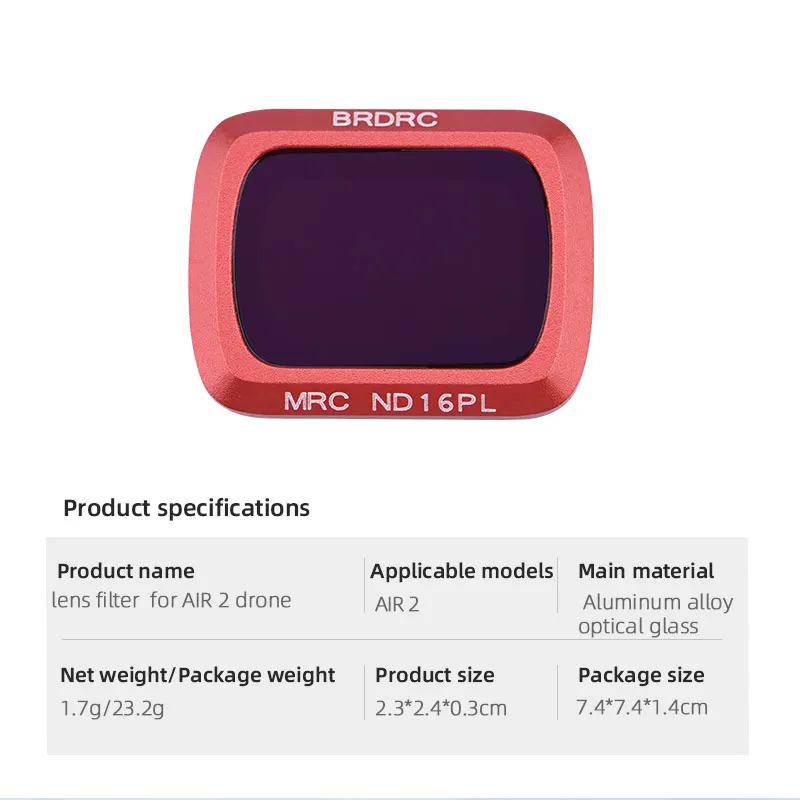 ND8 PL/ND16 PL/ND32 PL/ND64 PL for DJI AIR 2 Drone Lens Filter Drone Accessories Lens Is Waterproof And Oil Proof High Quality
ND8 PL/ND16 PL/ND32 PL/ND64 PL for DJI AIR 2 Drone Lens Filter Drone Accessories Lens Is Waterproof And Oil Proof High Quality