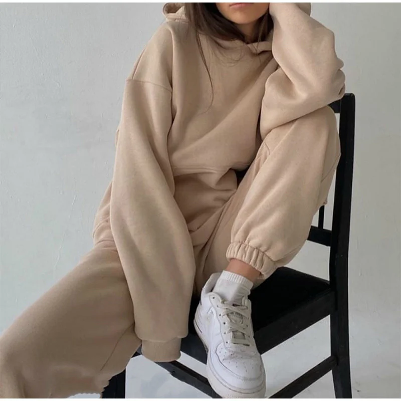 Women's Tracksuit Casual Solid Long Sleeve Hooded Sport Suits Autumn Warm Hoodie Sweatshirts and Long Pant Fleece Two Piece Sets
Women's Tracksuit Casual Solid Long Sleeve Hooded Sport Suits Autumn Warm Hoodie Sweatshirts and Long Pant Fleece Two Piece Sets