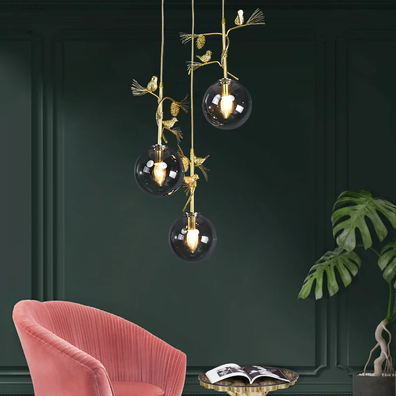 Spiral staircase Glass ball Pendant lights Nordic Luxury Gold bird decorations hanging lamps modern indoor led lighting
Spiral staircase Glass ball Pendant lights Nordic Luxury Gold bird decorations hanging lamps modern indoor led lighting