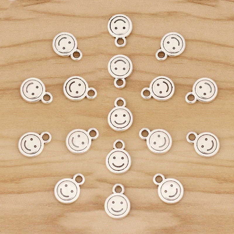 50 Pieces Tibetan Silver Color 2 Sided Smile Face Charms Pendants for DIY Necklace Bracelet Jewellery Making Accessories 12x9mm
50 Pieces Tibetan Silver Color 2 Sided Smile Face Charms Pendants for DIY Necklace Bracelet Jewellery Making Accessories 12x9mm