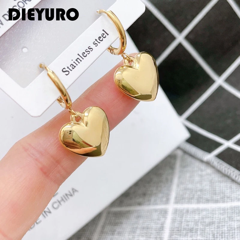 DIEYURO 316L Stainless Steel 2023 Gold Color Love Heart Hoop Earrings Sweet Ear Pendant Accessories Fashion Gift For Girl Friend
DIEYURO 316L Stainless Steel 2023 Gold Color Love Heart Hoop Earrings Sweet Ear Pendant Accessories Fashion Gift For Girl Friend