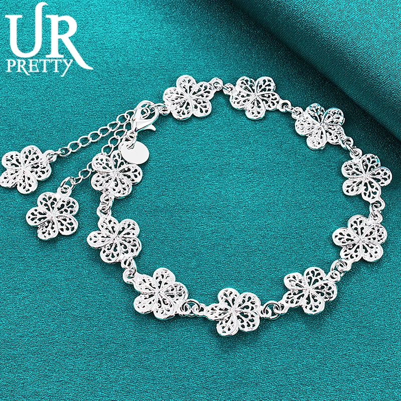 URPRETTY 925 Sterling Silver Flower Chain Bracelet For Women Engagement Wedding Charm Party Jewelry
URPRETTY 925 Sterling Silver Flower Chain Bracelet For Women Engagement Wedding Charm Party Jewelry