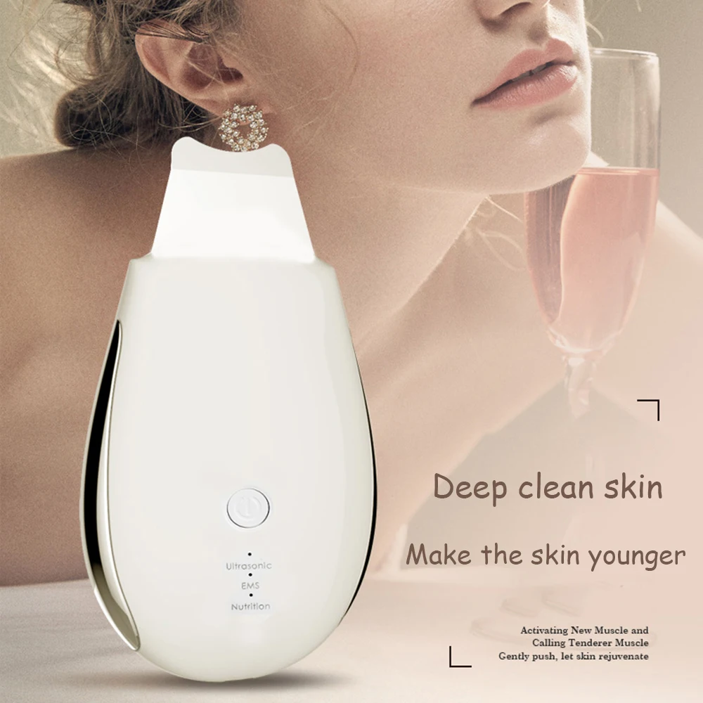 Rechargeable Ultrasonic Face Skin Scrubber Facial Cleaner Peeling Vibration Blackhead Removal Exfoliating Pore Cleaner Tools
Rechargeable Ultrasonic Face Skin Scrubber Facial Cleaner Peeling Vibration Blackhead Removal Exfoliating Pore Cleaner Tools