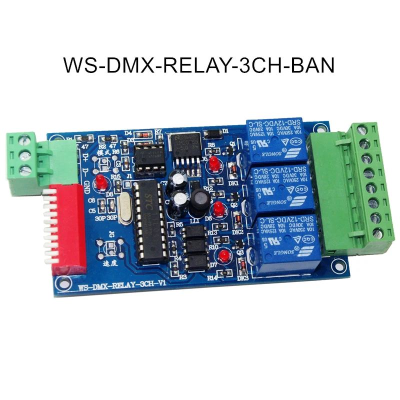 3-канальный DMX 512 релейный контроллер декодера, RGB Светодиодная лента, модуль самосвала, 5 ~ 24 В, WS-DMX-RELAY-3CH-BAN
3-канальный DMX 512 релейный контроллер декодера, RGB Светодиодная лента, модуль самосвала, 5 ~ 24 В, WS-DMX-RELAY-3CH-BAN