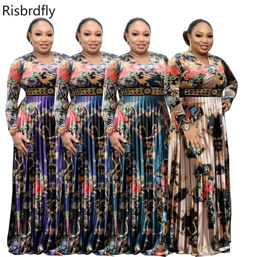 African Dresses for Women 2021 Spring and Autumn African Women Long Sleeve V-neck Printing Plus Size Long Dress
African Dresses for Women 2021 Spring and Autumn African Women Long Sleeve V-neck Printing Plus Size Long Dress