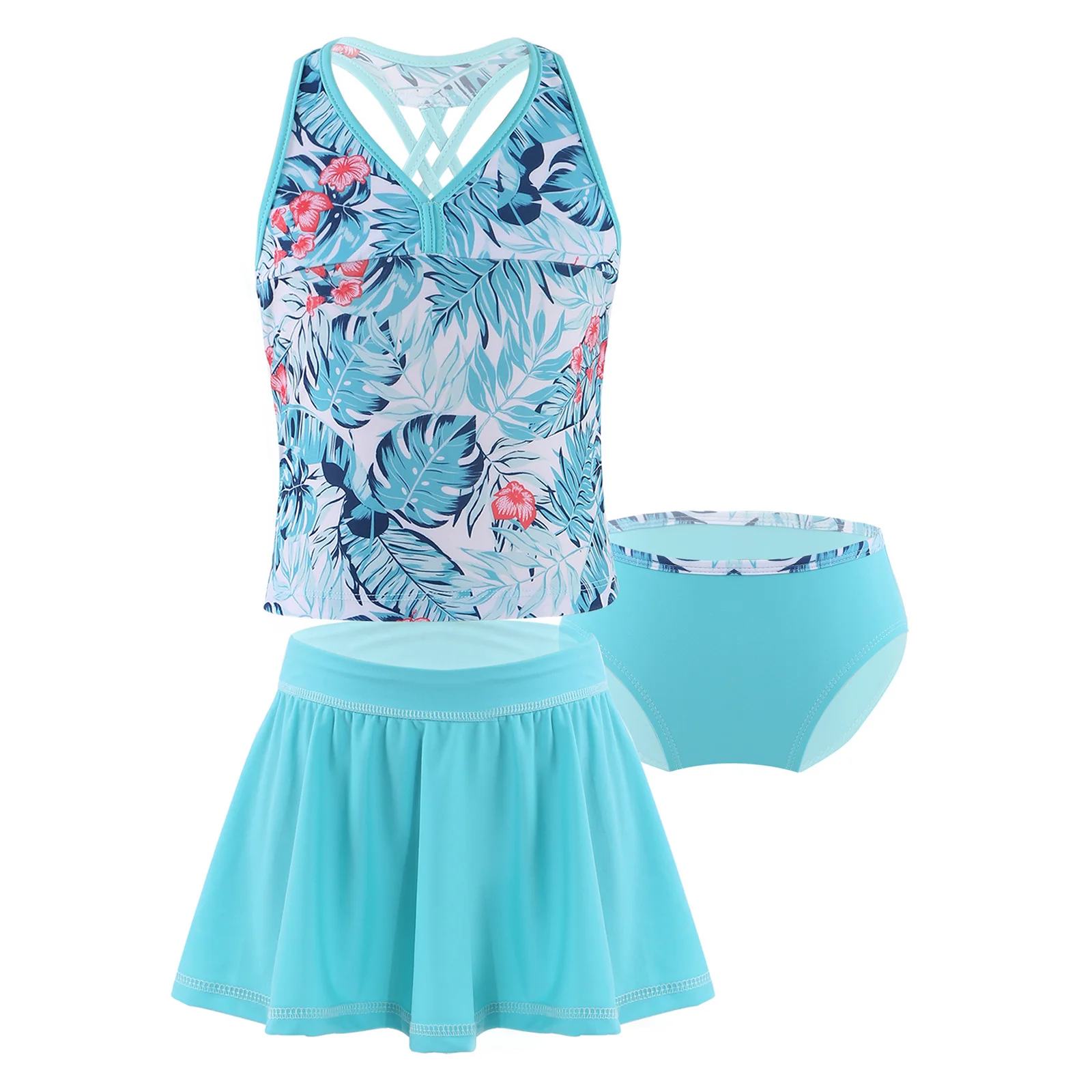 Children Summer Swimsuit Sleeveless Spaghetti Straps Top with Briefs and Skirt 3Pcs Set Girl Beach Bikini Swimwear Bathing Suits
Children Summer Swimsuit Sleeveless Spaghetti Straps Top with Briefs and Skirt 3Pcs Set Girl Beach Bikini Swimwear Bathing Suits