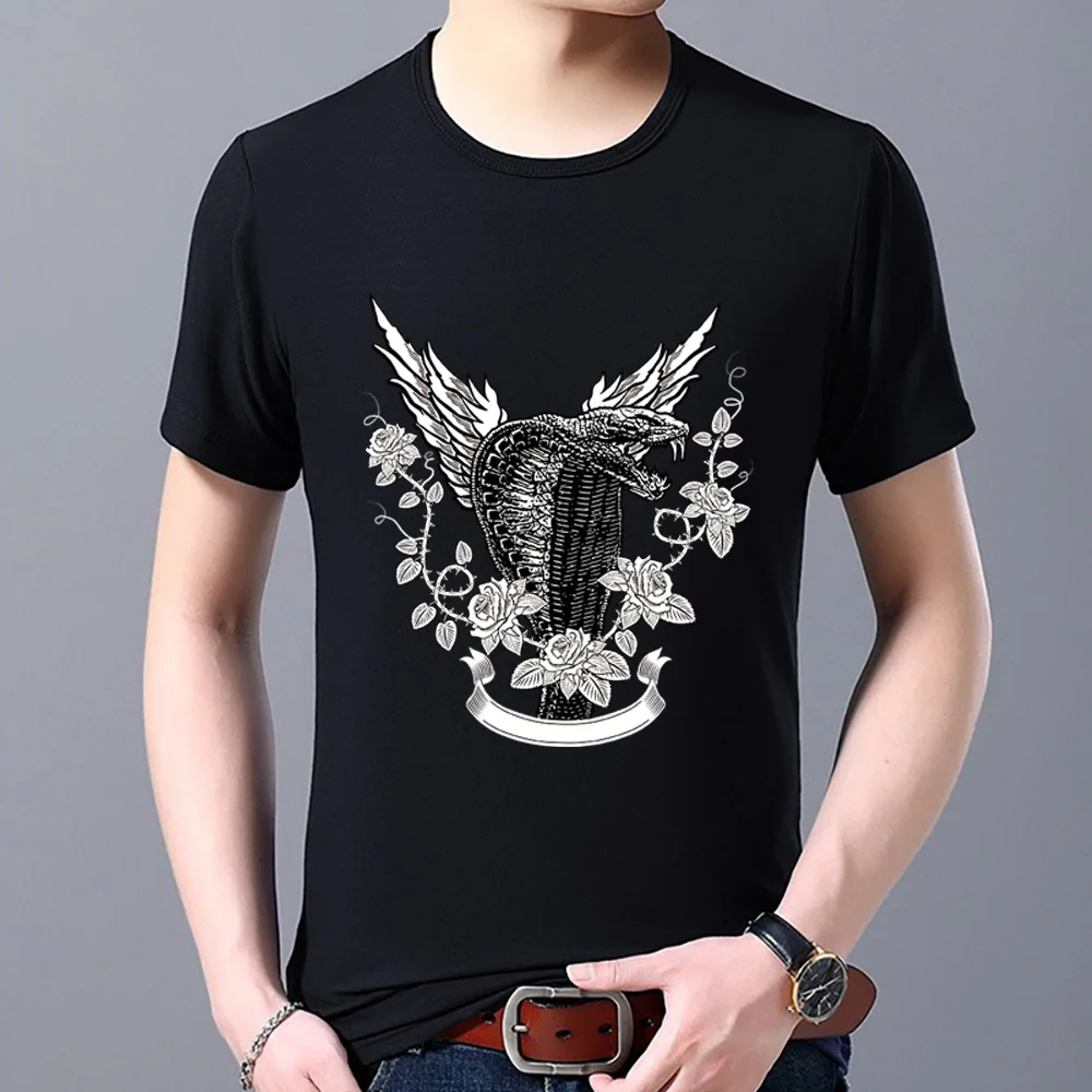 Summer T-shirt Street Fashion Men Casual White Trend Cobra Print Pattern Series Round Neck Commuter Comfortable T-Shirt Men Top
Summer T-shirt Street Fashion Men Casual White Trend Cobra Print Pattern Series Round Neck Commuter Comfortable T-Shirt Men Top