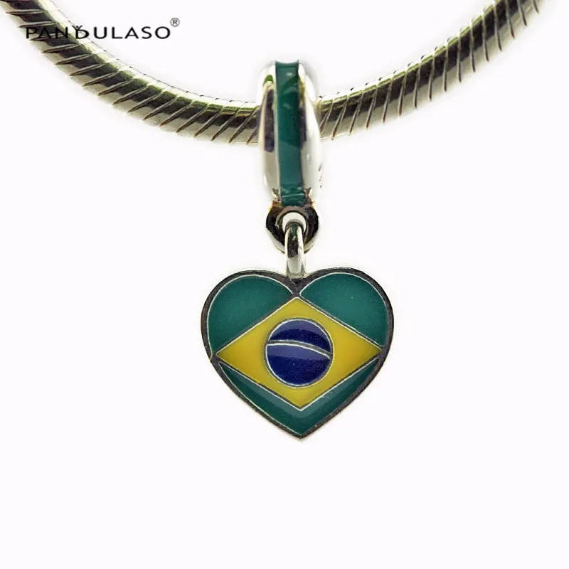 Fashion Beads Brazil Heart Flag Dangle Fits Sterling Silver Jewelry Bracelets For Woman DIY Europe Beads For Jewelry Making
Fashion Beads Brazil Heart Flag Dangle Fits Sterling Silver Jewelry Bracelets For Woman DIY Europe Beads For Jewelry Making