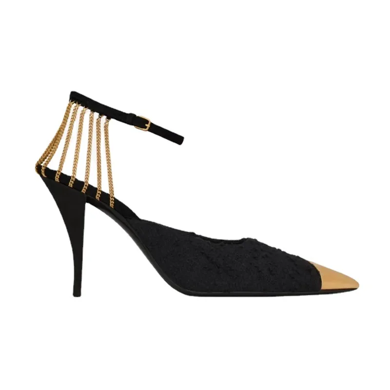 Ladies Black Sexy Pointy Toe Pumps Metal Chain Heel Sandals Slippers Party Party High Heels Large Size Classic Daily Footwear 40
Ladies Black Sexy Pointy Toe Pumps Metal Chain Heel Sandals Slippers Party Party High Heels Large Size Classic Daily Footwear 40