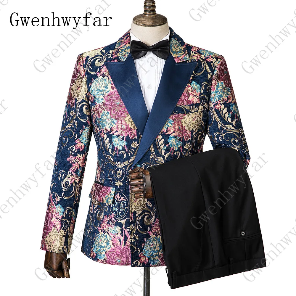 Gwenhwyfar Navy Blue Peaked Lapel 3 Pieces Flower Suit Men's Tuxedo Floral Wedding Prom Suits Best Man Blazer With Pants Vest
Gwenhwyfar Navy Blue Peaked Lapel 3 Pieces Flower Suit Men's Tuxedo Floral Wedding Prom Suits Best Man Blazer With Pants Vest