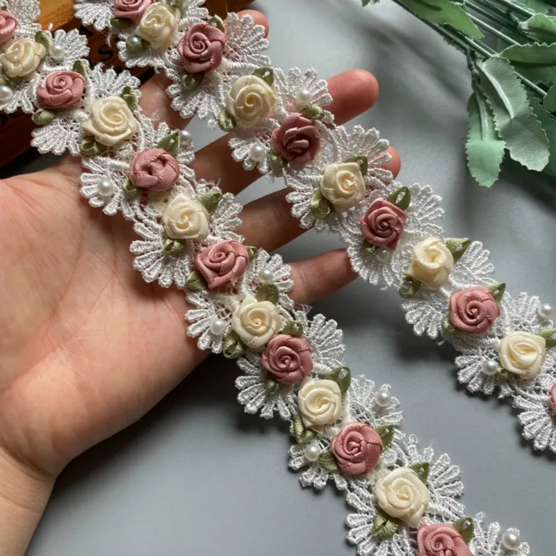 1 yard Soluble Colorful Rose Flowers Pearl Embroidered Lace Trim Ribbon Fabric Sewing Craft For Costume Wedding Dress Decoration
1 yard Soluble Colorful Rose Flowers Pearl Embroidered Lace Trim Ribbon Fabric Sewing Craft For Costume Wedding Dress Decoration