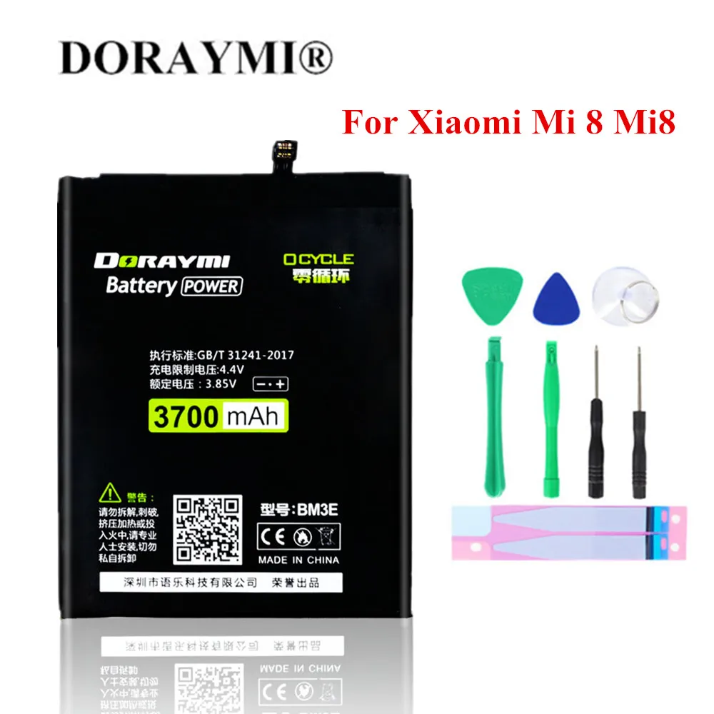 DORAYMI BM3E Battery for Xiaomi Mi 8 Mi8 M8 Bateria 3700mAh High Capacity Phone Replacement Batterie
DORAYMI BM3E Battery for Xiaomi Mi 8 Mi8 M8 Bateria 3700mAh High Capacity Phone Replacement Batterie