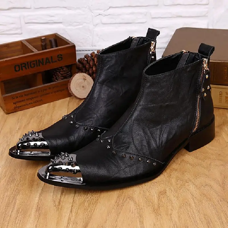 Western Cowboy Genuine Leather Ankle Boots Men Luxury Rivets Pointed Toe High-Top Shoes Casual Business Short Boots Big Yards 46
Western Cowboy Genuine Leather Ankle Boots Men Luxury Rivets Pointed Toe High-Top Shoes Casual Business Short Boots Big Yards 46