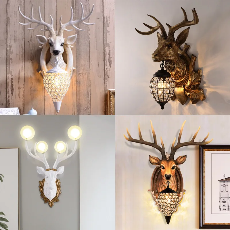 Resin Antlers Deer Head Country Retro Style Living Room Bedside Decoration Bedroom Bar Restaurant Shop Craft Crystal Wall Lamp
Resin Antlers Deer Head Country Retro Style Living Room Bedside Decoration Bedroom Bar Restaurant Shop Craft Crystal Wall Lamp