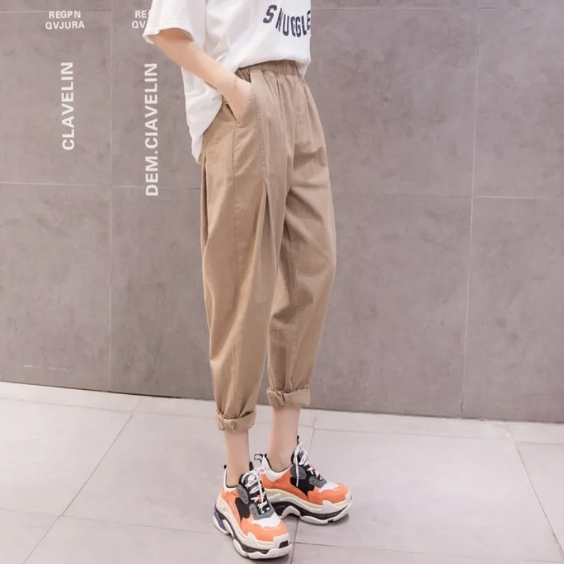 Loose Harajuku Pants Women Summer New Elastic Waist Casual Harem Pants Korean Style Cotton Linen Black Ankle-Length Pantalones
Loose Harajuku Pants Women Summer New Elastic Waist Casual Harem Pants Korean Style Cotton Linen Black Ankle-Length Pantalones
