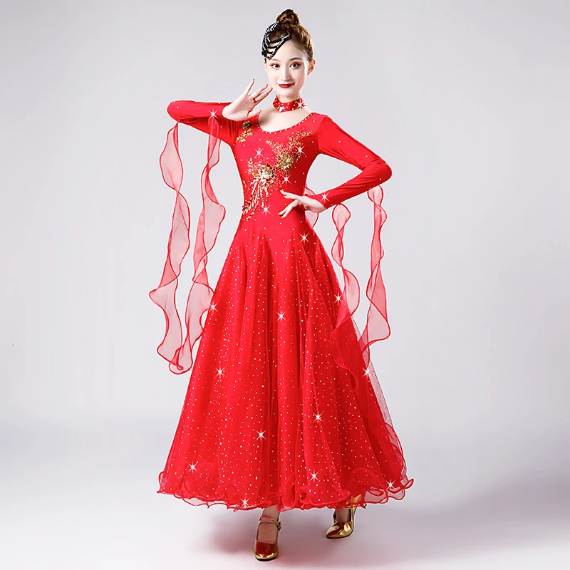 New Style Woman modern dance Dress performance dress national standard dance competition dress Waltz dance Costumes WY-217
New Style Woman modern dance Dress performance dress national standard dance competition dress Waltz dance Costumes WY-217