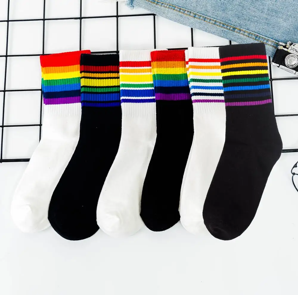 Women Cotton Rainbow Socks Men Fashion INS Autumn Funny Girls Elastic Street Striped Sport Long Crew Hоски
Women Cotton Rainbow Socks Men Fashion INS Autumn Funny Girls Elastic Street Striped Sport Long Crew Hоски