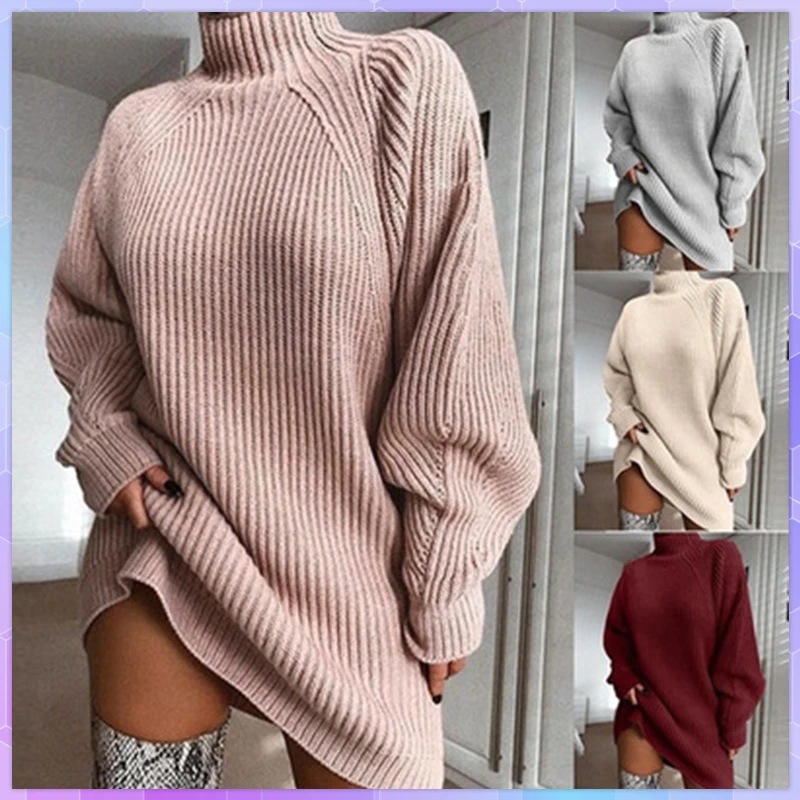 Women's Turtleneck Knitted Dress Oversized Spring Autumn Solid Long Sleeve Elegant Mini Sweater Dresses Female Plus Size Vestido
Women's Turtleneck Knitted Dress Oversized Spring Autumn Solid Long Sleeve Elegant Mini Sweater Dresses Female Plus Size Vestido