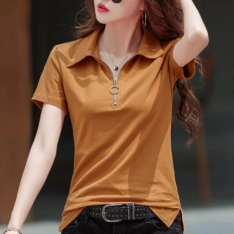 Women's Cotton T-shirt Short-Sleeved New Summer Loose Polo Shirt with Collar Casual Sport T-shirt plus Size Womens Tops
Women's Cotton T-shirt Short-Sleeved New Summer Loose Polo Shirt with Collar Casual Sport T-shirt plus Size Womens Tops