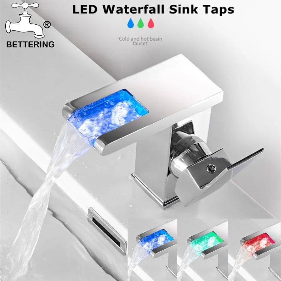 Bettering Chrome Faucet LED Waterfall Brass Tap Water Mixer Stream Deck Bathroom Sink Smart FaucetLedeme Led Sensor Faucet
Bettering Chrome Faucet LED Waterfall Brass Tap Water Mixer Stream Deck Bathroom Sink Smart FaucetLedeme Led Sensor Faucet
