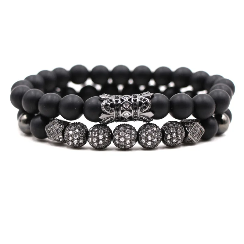 2PCS/Set Charm Matte Black 8mm Natural Stone Bead Bracelets Pave CZ Pattern Tube Bracelet For Men&Women Charm Handmade Jewelry
2PCS/Set Charm Matte Black 8mm Natural Stone Bead Bracelets Pave CZ Pattern Tube Bracelet For Men&Women Charm Handmade Jewelry