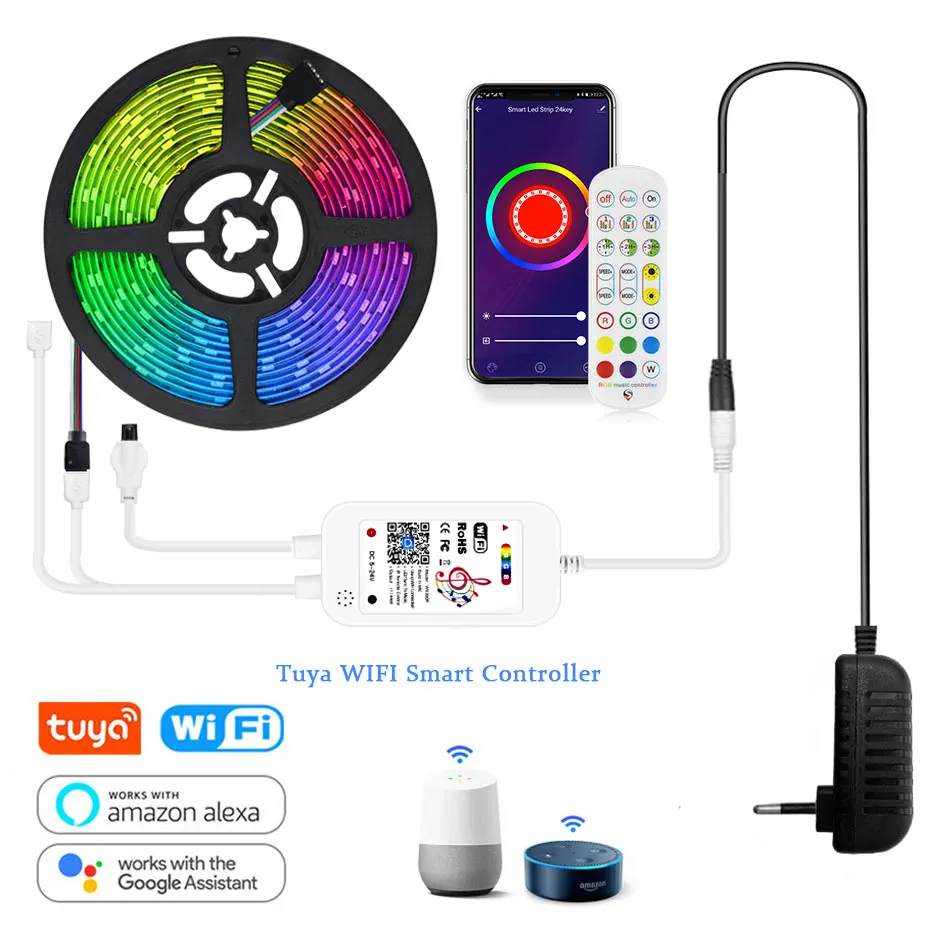 Tuya Smart WiFi LED String lights Tree Wedding Party Decoration 30LEDs/m Work with Alexa Google Home Tira 12V RGB Led strips
Tuya Smart WiFi LED String lights Tree Wedding Party Decoration 30LEDs/m Work with Alexa Google Home Tira 12V RGB Led strips