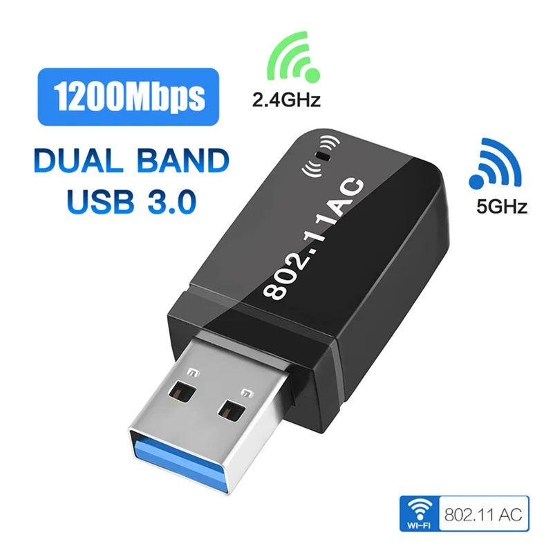 1200Mbps Wifi Adapter Dual Band USB 3.0 Wifi Antenna 2.4G/5Ghz Network USB Receiver for Desktop/Laptop Supports Win 7/8/10
1200Mbps Wifi Adapter Dual Band USB 3.0 Wifi Antenna 2.4G/5Ghz Network USB Receiver for Desktop/Laptop Supports Win 7/8/10