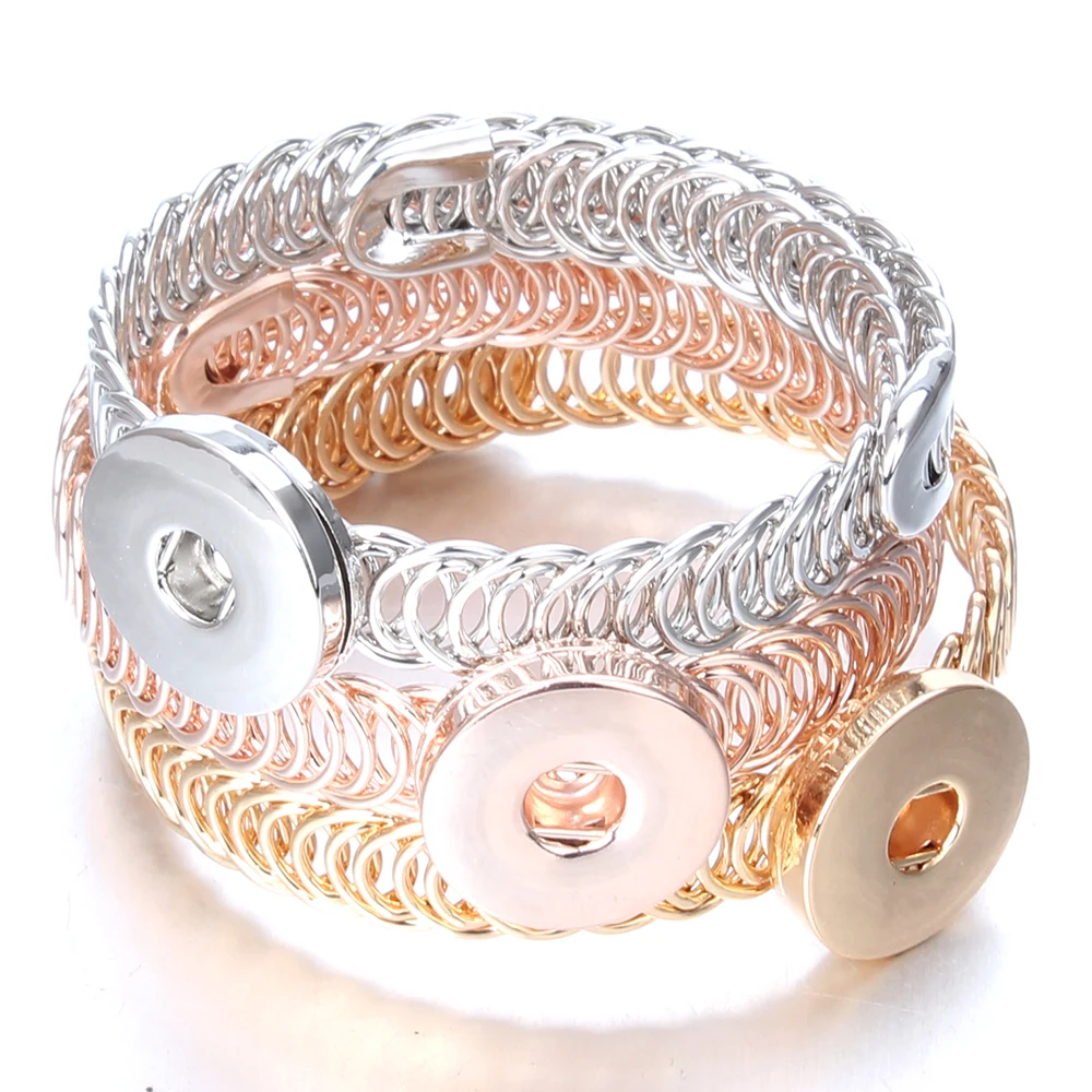 New Snap Jewelry 12mm 18mm Rose Gold Silver Color Cuff Snap Button Bracelet Bangle Adjustable Size Bracelet for Men Women ZE053
New Snap Jewelry 12mm 18mm Rose Gold Silver Color Cuff Snap Button Bracelet Bangle Adjustable Size Bracelet for Men Women ZE053