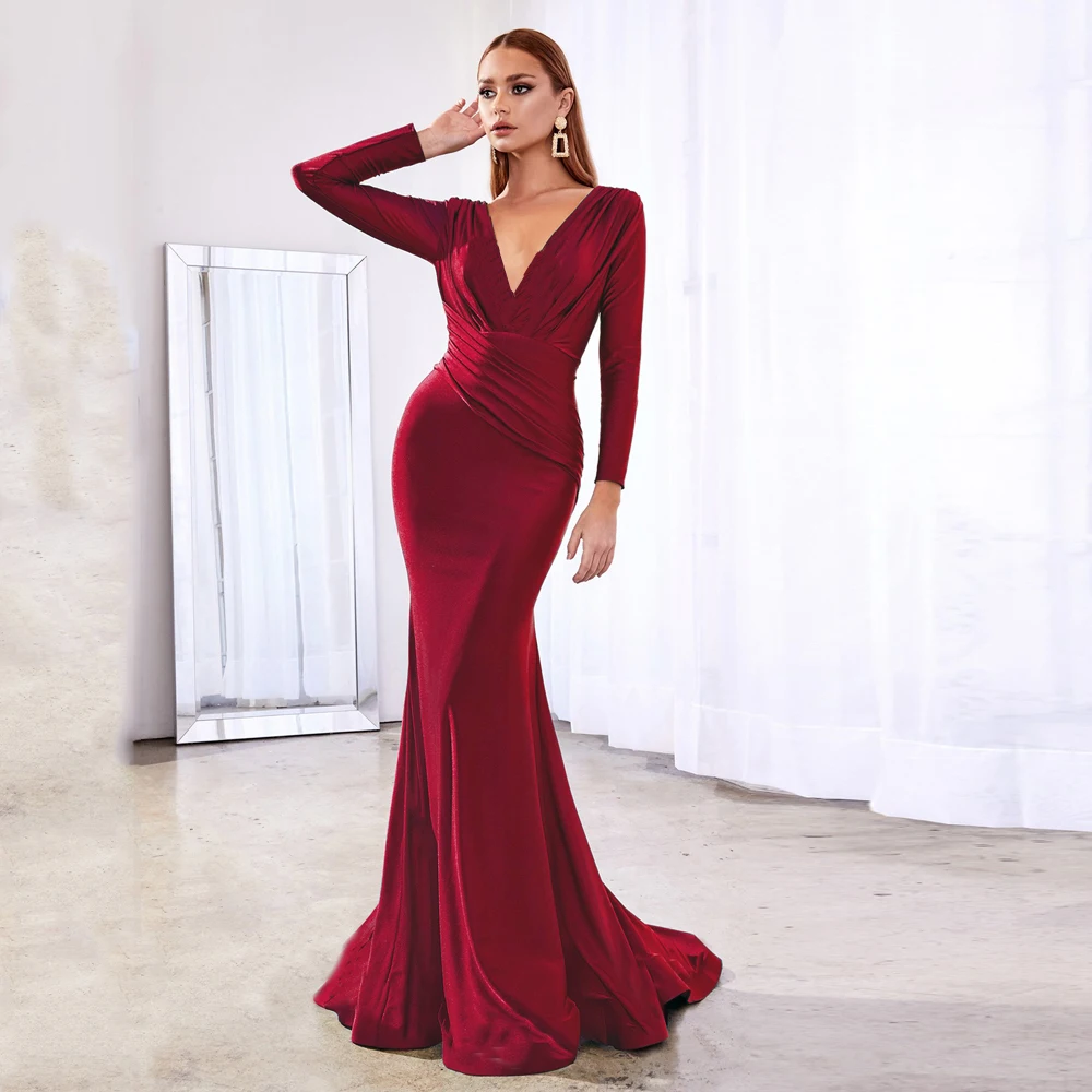 New V Neck Long Sleeve Satin Stretch Zipper Full Length Maxi Dress Folds Evening Party Dress Burgundy Green Light Pink Dark Pink
New V Neck Long Sleeve Satin Stretch Zipper Full Length Maxi Dress Folds Evening Party Dress Burgundy Green Light Pink Dark Pink