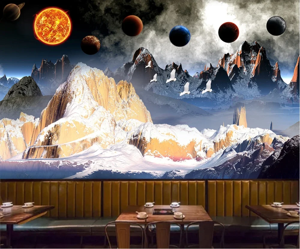 Customized 3D Wallpaper Mural 3D Golden Creative 3D Simple Snow Mountain Peak Planet Background Wall Decorative Painting
Customized 3D Wallpaper Mural 3D Golden Creative 3D Simple Snow Mountain Peak Planet Background Wall Decorative Painting
