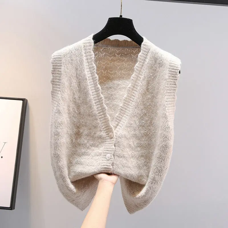 2022 Wave V-neck Knit Sleeveless Sweater Short Vest Loose Spring Coat Tops Waistcoat Lady Top Cloth for Women girl Beige
2022 Wave V-neck Knit Sleeveless Sweater Short Vest Loose Spring Coat Tops Waistcoat Lady Top Cloth for Women girl Beige