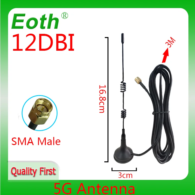 EOTH 1 2 шт. 5G Wifi антенна SMA Male 12dbi 5G антенна с высоким коэффициентом усиления IOT Магнитная Базовая присоска 3 метра Удлинительный кабель Wi-Fi маршрутизатор
EOTH 1 2 шт. 5G Wifi антенна SMA Male 12dbi 5G антенна с высоким коэффициентом усиления IOT Магнитная Базовая присоска 3 метра Удлинительный кабель Wi-Fi маршрутизатор