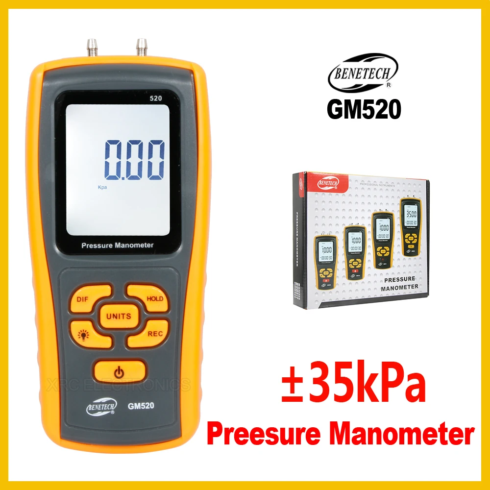 High-Precision Digital Pressure Gauge Differential Pressure Meter Air Pressure Gauge USB LCD Display GM520 -BENETECH
High-Precision Digital Pressure Gauge Differential Pressure Meter Air Pressure Gauge USB LCD Display GM520 -BENETECH