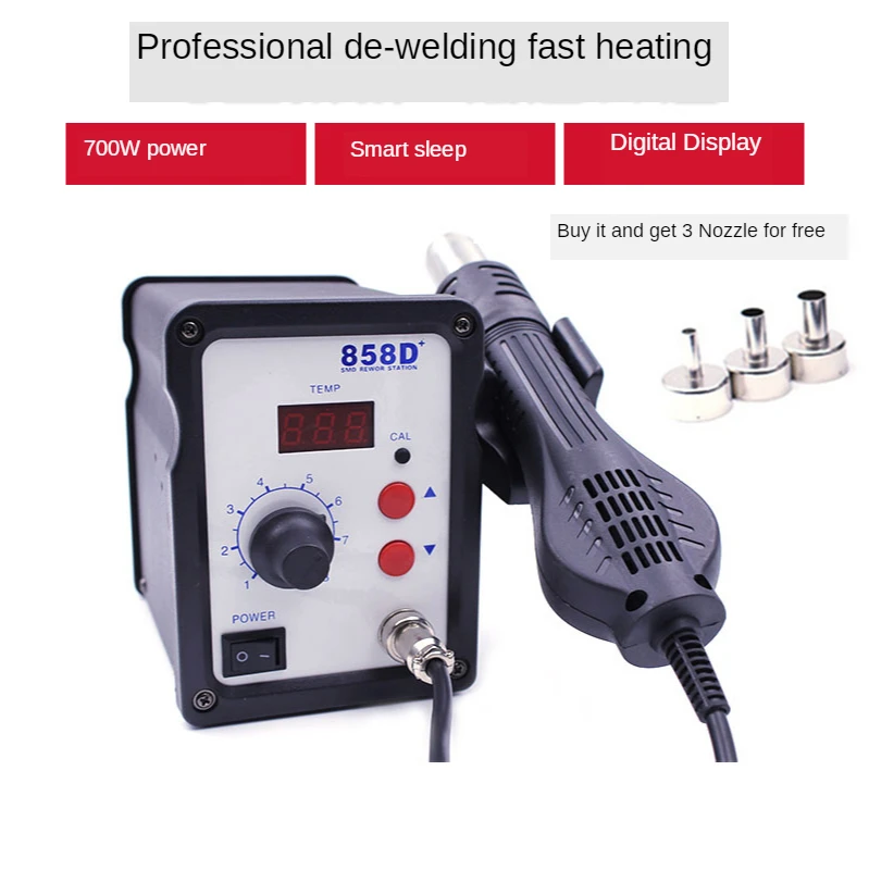 Hot Air Gun 858D Rework Solder Station7000W Blower Hair Dryer Hairdryer Soldering Heat Gun 220V For SMD SMT Welding Repair
Hot Air Gun 858D Rework Solder Station7000W Blower Hair Dryer Hairdryer Soldering Heat Gun 220V For SMD SMT Welding Repair