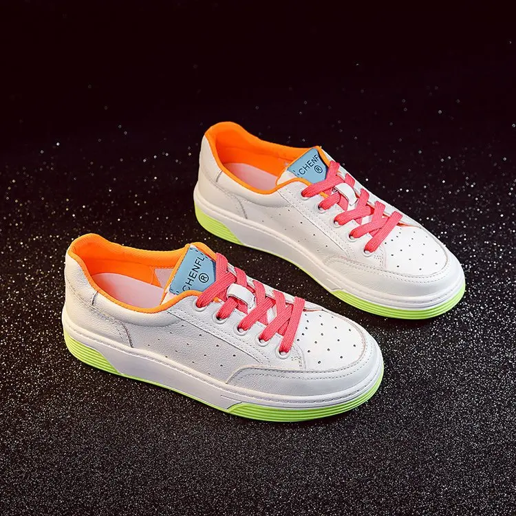 Women's Early Spring New Color Matching Lace-up Casual Platform Fluorescent Colorful White Shoes
Women's Early Spring New Color Matching Lace-up Casual Platform Fluorescent Colorful White Shoes