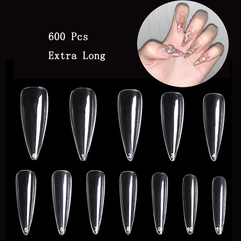 600 Pcs/bag Long Stiletto Nail Art Tips Transparent Sharp End False Fake Nails Tips Manicure Artificial Nails Salon Tools DIY
600 Pcs/bag Long Stiletto Nail Art Tips Transparent Sharp End False Fake Nails Tips Manicure Artificial Nails Salon Tools DIY