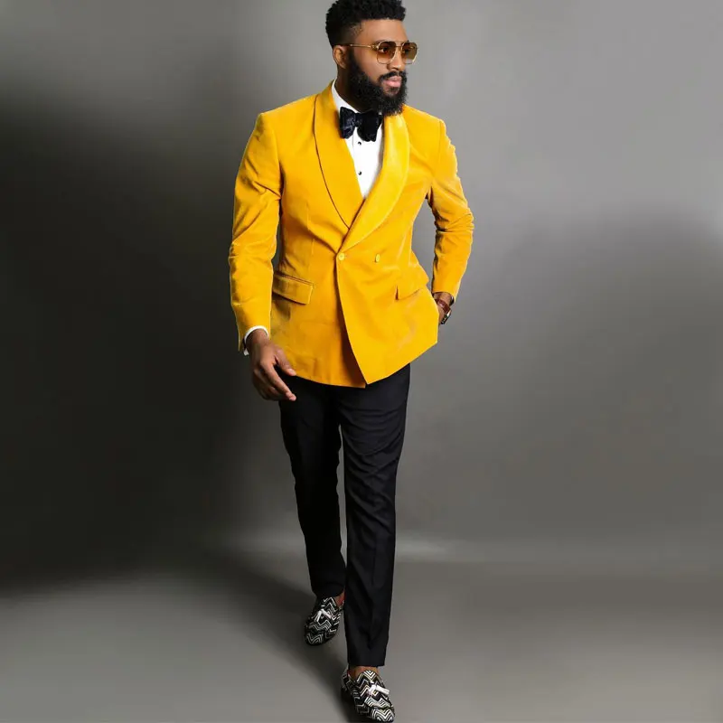 Yellow One Button Men's Suit Shawl Lapel Blazers Velvet Male Tuxedos Slim Fit Groom Wear Two Pieces Prom Jackets And Pants
Yellow One Button Men's Suit Shawl Lapel Blazers Velvet Male Tuxedos Slim Fit Groom Wear Two Pieces Prom Jackets And Pants