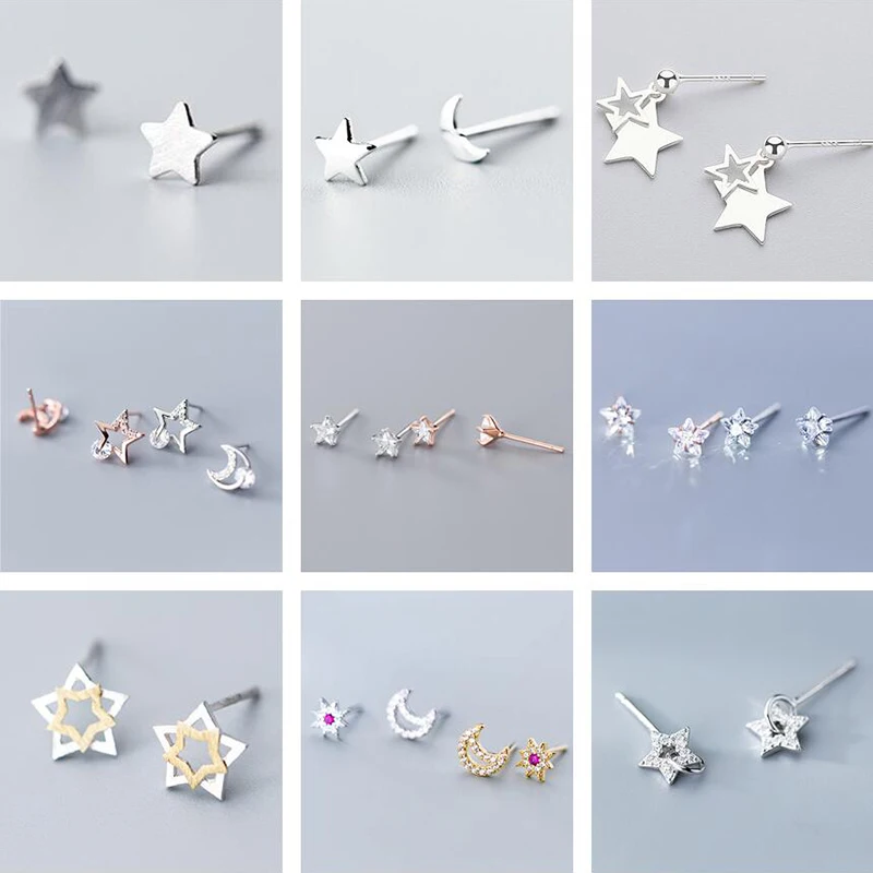 PONYKISS Trendy 925 Sterling Silver Stars and Moon Zircon Stud Earrings for Woman Party Fine Jewelry Wholesale Accessory Gift
PONYKISS Trendy 925 Sterling Silver Stars and Moon Zircon Stud Earrings for Woman Party Fine Jewelry Wholesale Accessory Gift