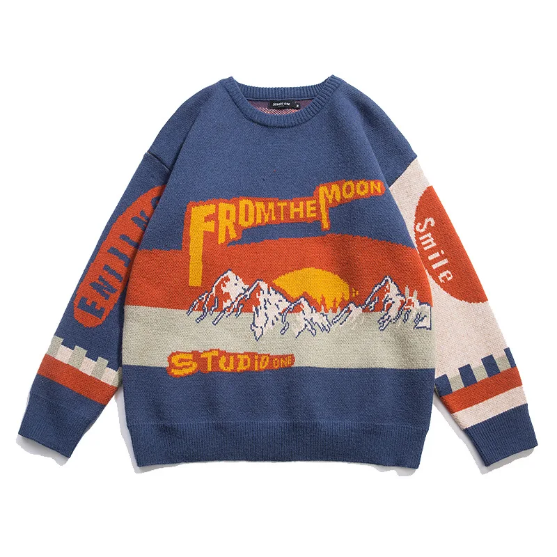 2022 Japan Style Sunset Letter Jacquard Vintage Men Harajuku Knitted Sweater Casual Couples Knitwear Women Pullover Pull Homme
2022 Japan Style Sunset Letter Jacquard Vintage Men Harajuku Knitted Sweater Casual Couples Knitwear Women Pullover Pull Homme