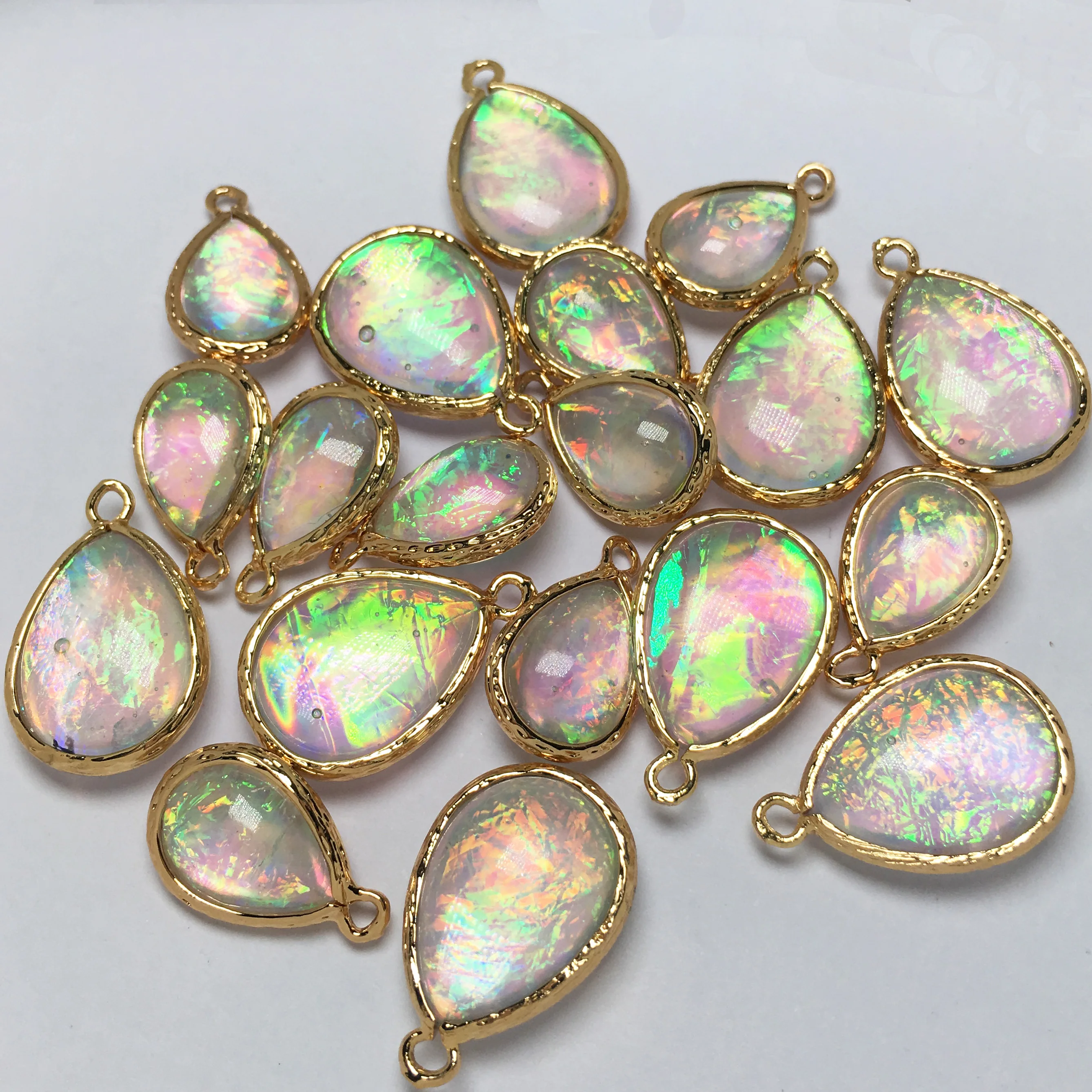 Acetic Acid Resin Charms Imitation Opal Pendant Water Drop Charms Connector 10*14mm 5pcs/lot For DIY Jewelry Making Accessories
Acetic Acid Resin Charms Imitation Opal Pendant Water Drop Charms Connector 10*14mm 5pcs/lot For DIY Jewelry Making Accessories