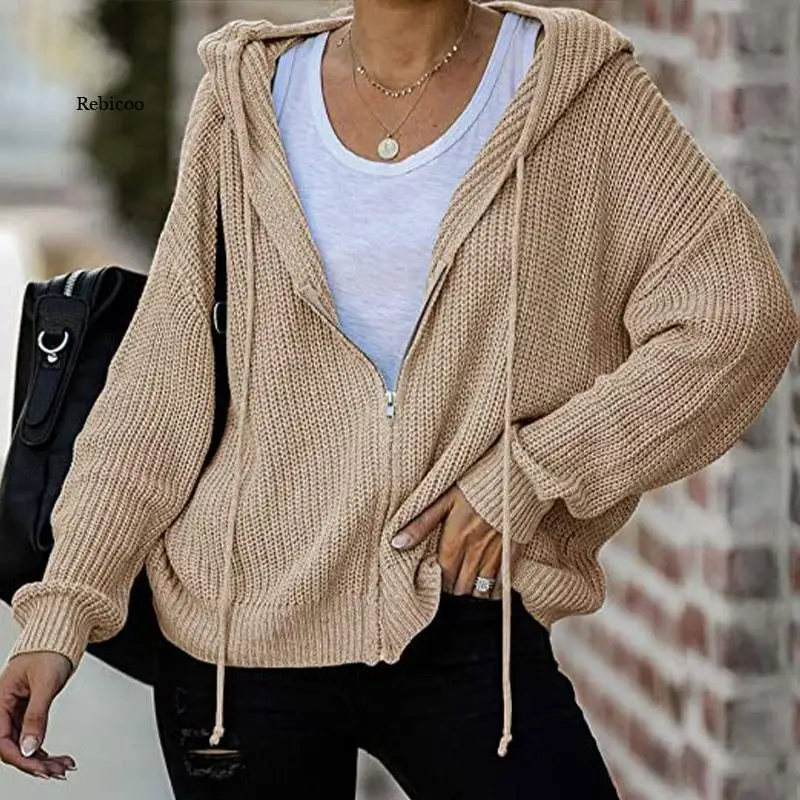 Cotton Knitted Hooded Sweater Cardigans Women Solid Zipper Loose Sweaters Coats Female 2021 Autumn Winter Fashion Lady Cardigans
Cotton Knitted Hooded Sweater Cardigans Women Solid Zipper Loose Sweaters Coats Female 2021 Autumn Winter Fashion Lady Cardigans
