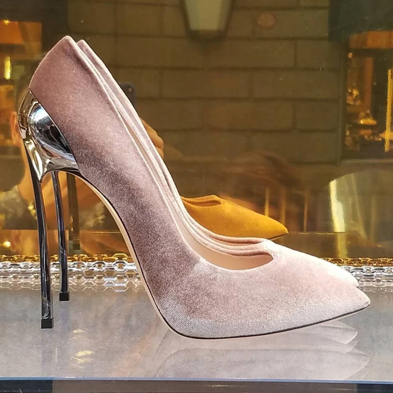 Velvet Blade Heels Pumps Pointed Toe Plated Cover Heels Low cut Wedding Shoes Mujer Zapatos Pointed toe High Heels for Ladies
Velvet Blade Heels Pumps Pointed Toe Plated Cover Heels Low cut Wedding Shoes Mujer Zapatos Pointed toe High Heels for Ladies