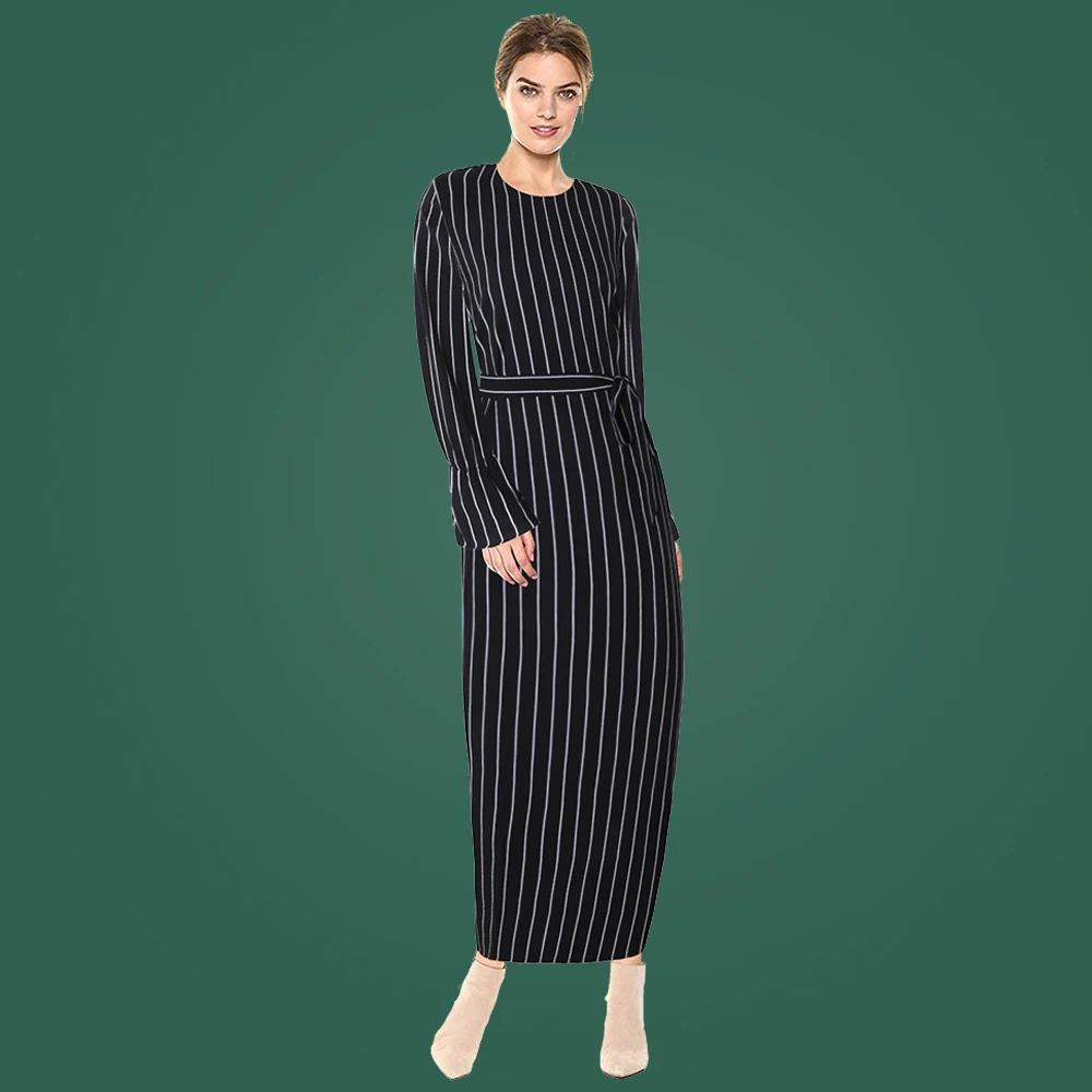 Abaya Muslim Dress Kaftan Islamic Clothing Long Sleeve Striped Flared Sleeve Dress Long Skirt Women Robe Musulman Femme Vestidos
Abaya Muslim Dress Kaftan Islamic Clothing Long Sleeve Striped Flared Sleeve Dress Long Skirt Women Robe Musulman Femme Vestidos