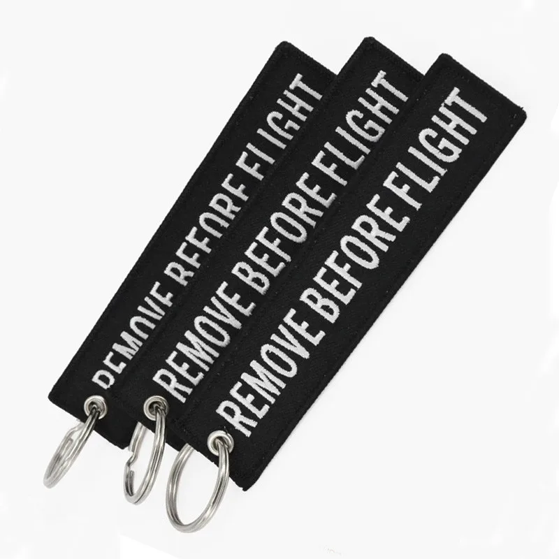 3 PCS/LOT REMOVE BEFORE FLIGHT Key Holder Special Luggage Tag Label Black Embroidery Key Ring Chain OEM Keychain Fob Safety Tag
3 PCS/LOT REMOVE BEFORE FLIGHT Key Holder Special Luggage Tag Label Black Embroidery Key Ring Chain OEM Keychain Fob Safety Tag