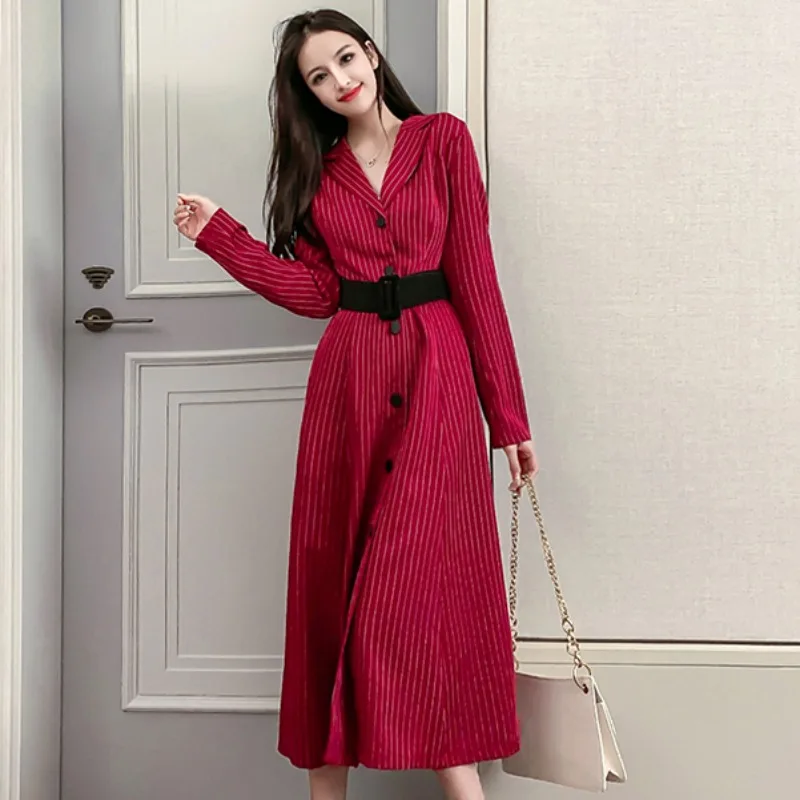 Women's Vintage Dress Striped V-Neck Single Breasted Long Sleeves Sash High Waist Medium A-Line Dresses Spring Autumn 2021
Women's Vintage Dress Striped V-Neck Single Breasted Long Sleeves Sash High Waist Medium A-Line Dresses Spring Autumn 2021