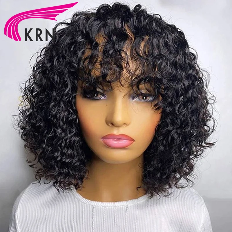 Brazilian Short Bob Curly Human Hair Wigs With Bangs 180% Remy Glueless Full Machine Made Human Hair Wigs For Women
Brazilian Short Bob Curly Human Hair Wigs With Bangs 180% Remy Glueless Full Machine Made Human Hair Wigs For Women