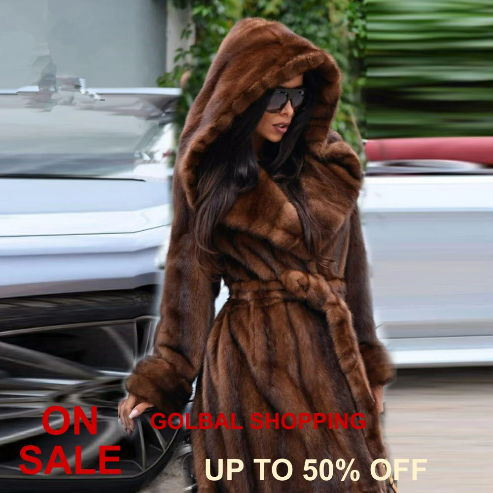 Natural Brown Mink Fur Coats Women Winter Luxury Hooded Belt 120 Cm Outertwear Genuine Full Pelt Real Mink Fur Jacket Female
Natural Brown Mink Fur Coats Women Winter Luxury Hooded Belt 120 Cm Outertwear Genuine Full Pelt Real Mink Fur Jacket Female