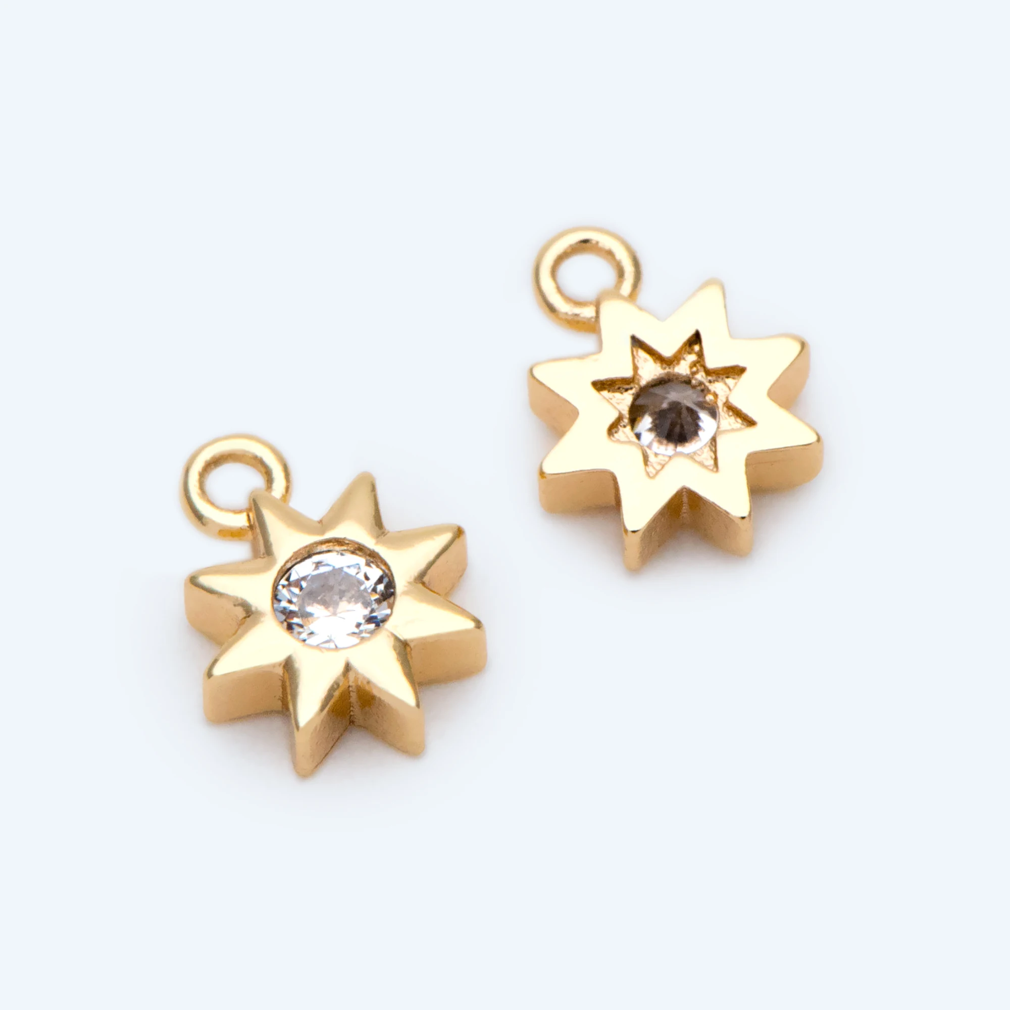 10pcs CZ Paved Gold Sun Charm 7x9mm, 18K Gold Plated Brass, Sun Pendants For DIY Jewelry Making (GB-1658)
10pcs CZ Paved Gold Sun Charm 7x9mm, 18K Gold Plated Brass, Sun Pendants For DIY Jewelry Making (GB-1658)